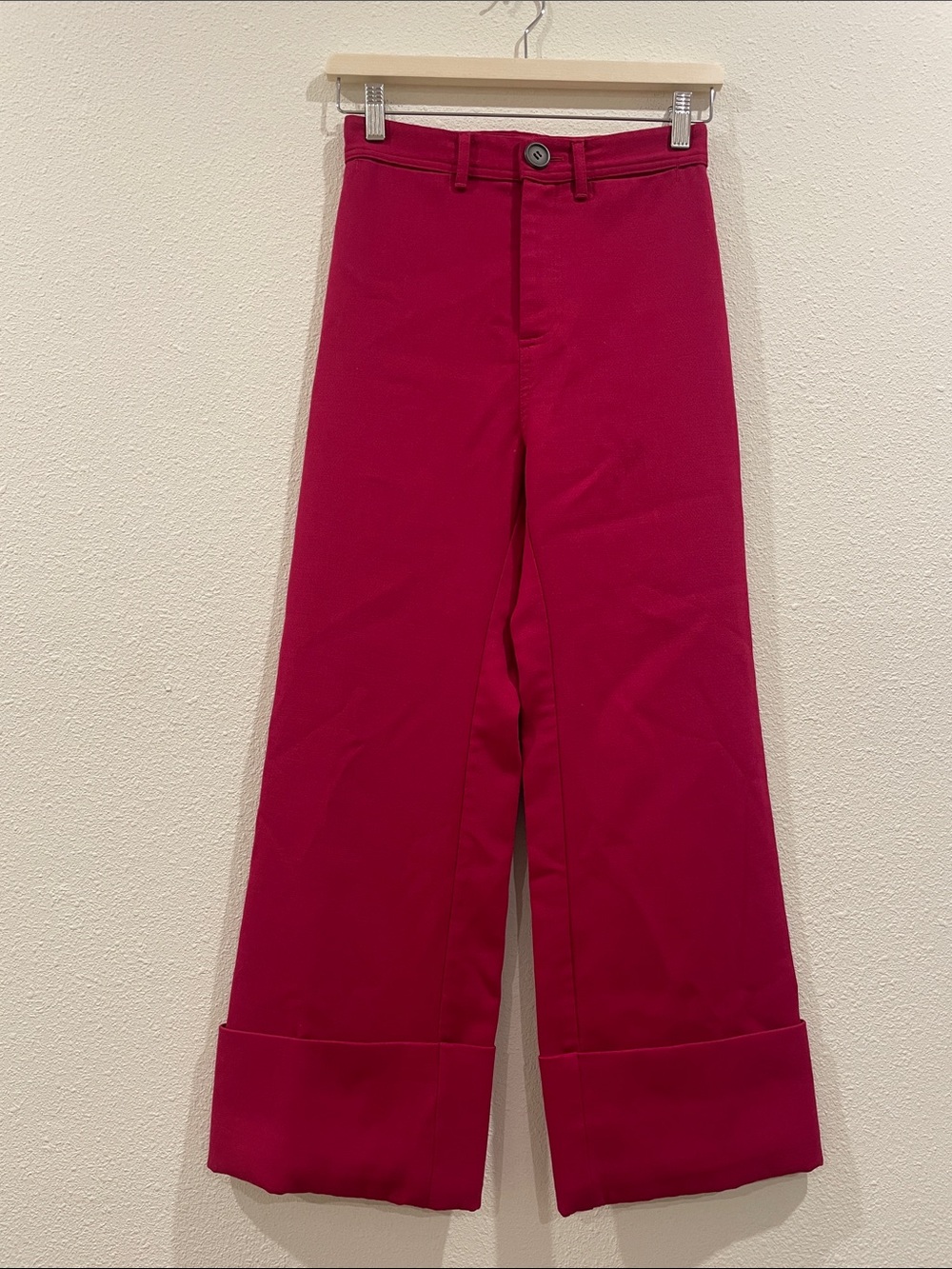 SEA New York Wide Leg Cuffed Pants in Deep Hot Pink Size 0 Dopamine Dressing